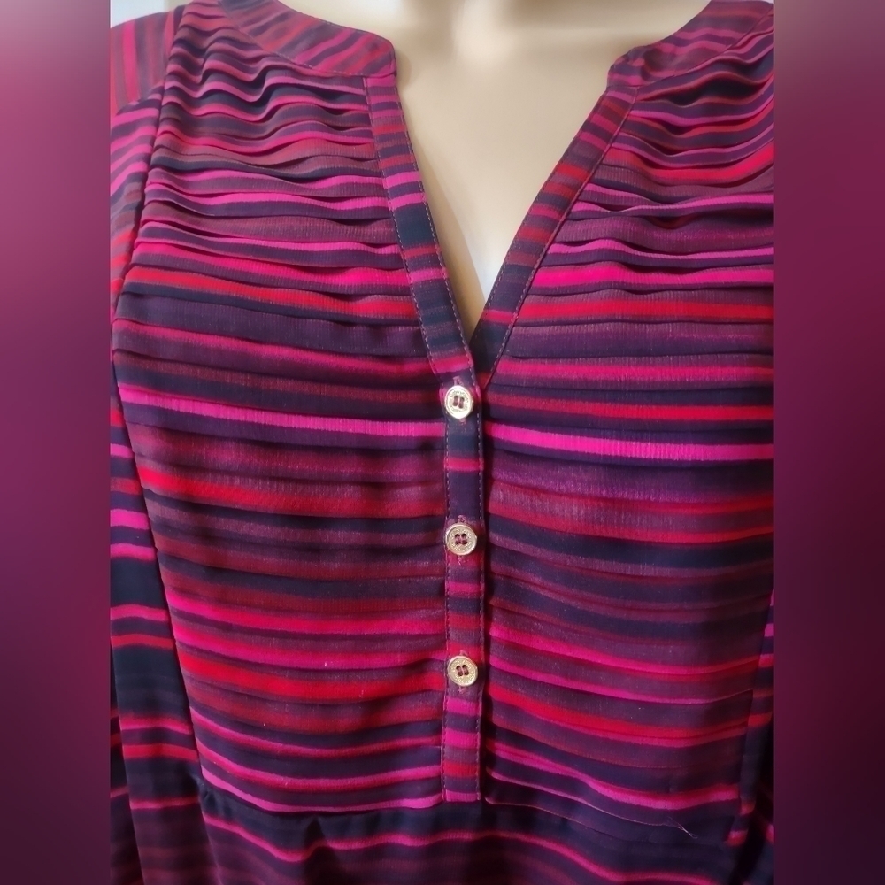 Calvin Klein women's size large blouse stripped long sleeve shirt top - Picture 4 of 7